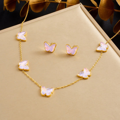 Pink Jewelry Set Featuring Elegant Butterfly Pattern For Stylish Wear
