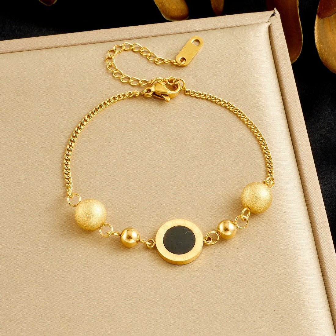 Roman Numeral Bracelet For Elegant Style Featuring Durable 304 Stainless Steel In Golden Tone