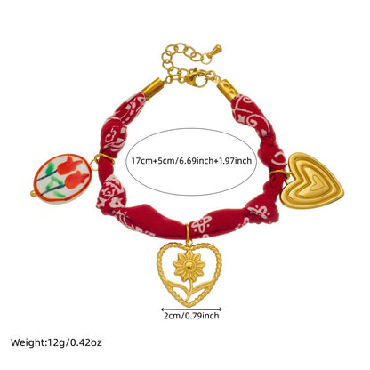 Bohemian Jewelry Set Featuring Heart Shape Pattern In Cloth Material