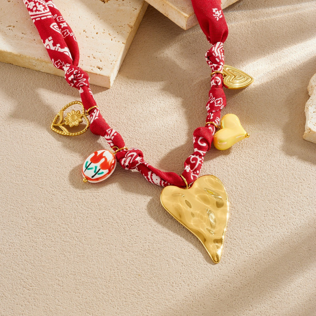 Bohemian Jewelry Set Featuring Heart Shape Pattern In Cloth Material