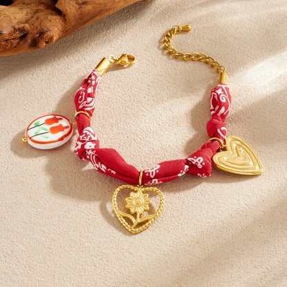 Bohemian Jewelry Set Featuring Heart Shape Pattern In Cloth Material