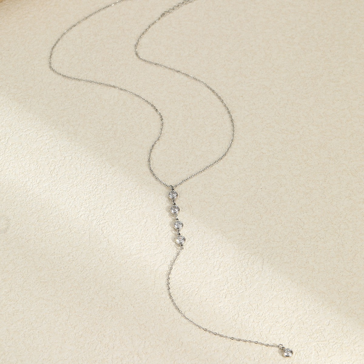 Geometric Necklace For Women In 304 Stainless Steel With Electroplated 18K Real Gold Plated Finish And Rhinestone Inlay
