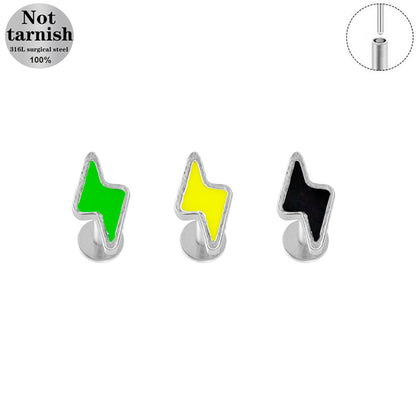 Three-dimensional Flowers Titanium Steel Lip Ring With Platinum Plating And Zircon Inlay, 1 PCS Package, Unisex