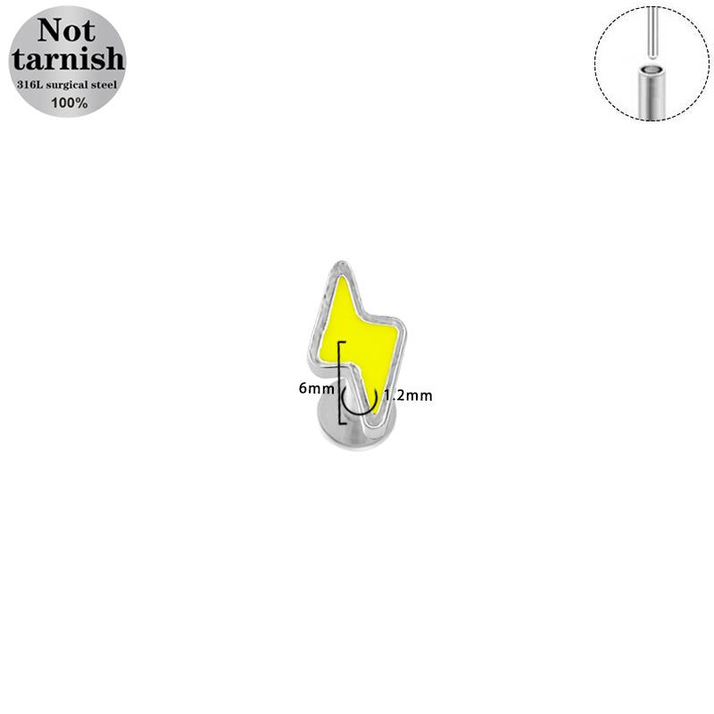 Three-dimensional Flowers Titanium Steel Lip Ring With Platinum Plating And Zircon Inlay, 1 PCS Package, Unisex