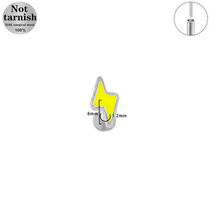 Three-dimensional Flowers Titanium Steel Lip Ring With Platinum Plating And Zircon Inlay, 1 PCS Package, Unisex