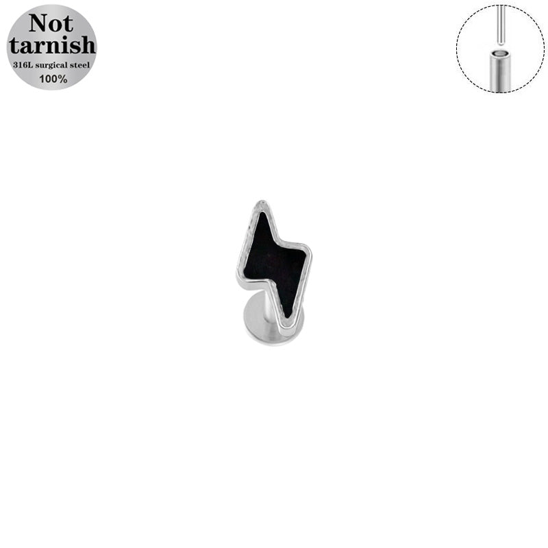 Three-dimensional Flowers Titanium Steel Lip Ring With Platinum Plating And Zircon Inlay, 1 PCS Package, Unisex