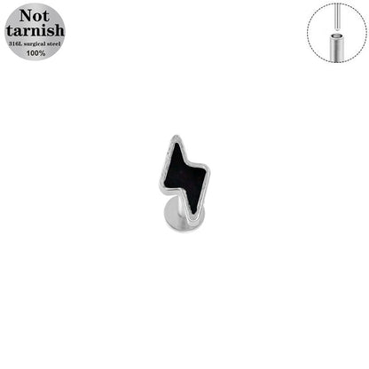 Three-dimensional Flowers Titanium Steel Lip Ring With Platinum Plating And Zircon Inlay, 1 PCS Package, Unisex