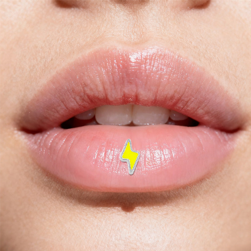 Three-dimensional Flowers Titanium Steel Lip Ring With Platinum Plating And Zircon Inlay, 1 PCS Package, Unisex