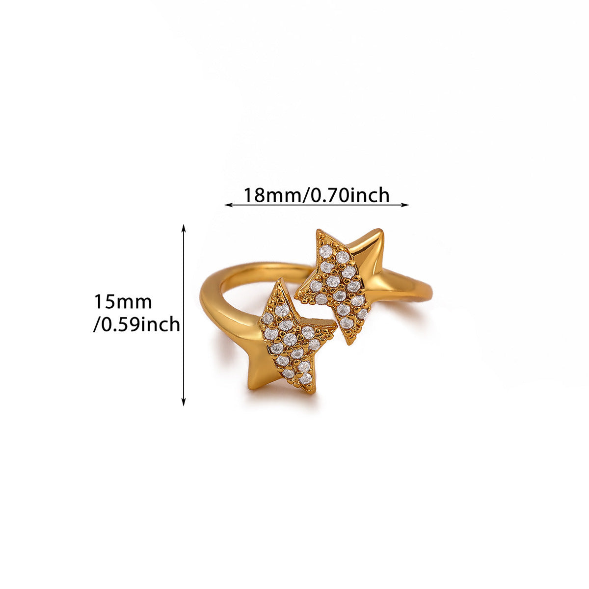 Heart Shape Ring For Women In 18K Real Gold Plated Copper With Zircon Inlay, Golden
