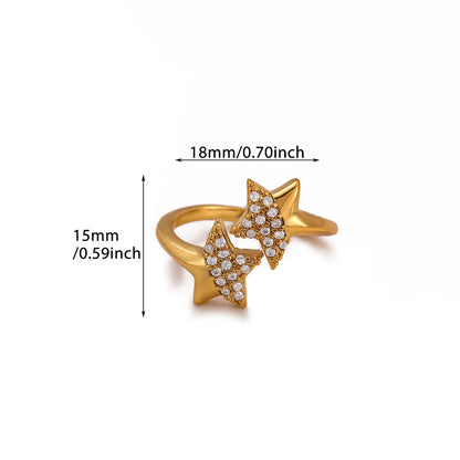 Heart Shape Ring For Women In 18K Real Gold Plated Copper With Zircon Inlay, Golden