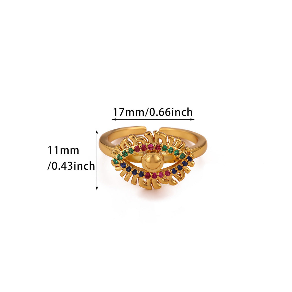 Exaggerated Geometric Ring For Women Made Of Copper With 18K Real Gold Plating Featuring Zircon In Golden Tone