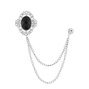 Silver Black Gemstone Pattern 273