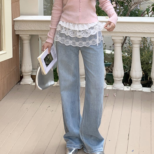 Solid Color Nylon Streetwear Skirt With Lace Craft, Regular Fit, Irregular Hem, Perfect For Summer