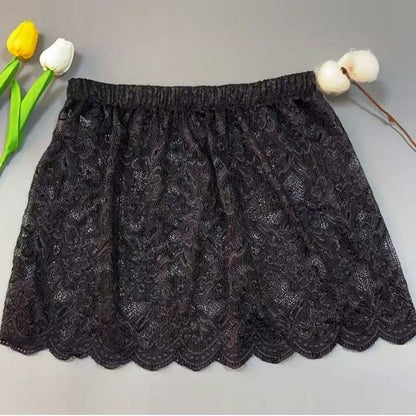 Solid Color Nylon Streetwear Skirt With Lace Craft, Regular Fit, Irregular Hem, Perfect For Summer
