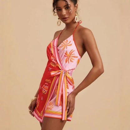 Simple Style Women's Floral Romper Shorts For Daily Wear, Made With Polyester Fabric Featuring Printing Craft