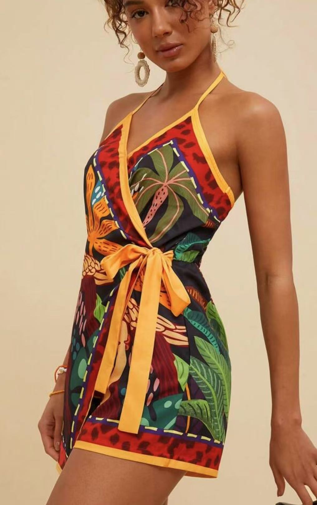 Simple Style Women's Floral Romper Shorts For Daily Wear, Made With Polyester Fabric Featuring Printing Craft