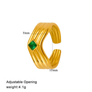 CK1353-Green Open Ring
