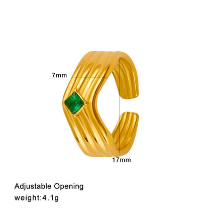 Women’s Titanium Steel Bangle With Golden Plated Finish And Zircon Inlay Featuring Elegant Line Pattern