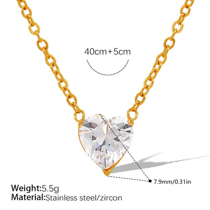 Rose Gold Plated Stainless Steel Necklace Ladies Irregular Color Collision Heart Pendant French Jewelry