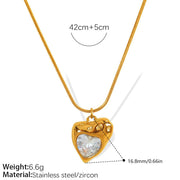 XL197WEG White Zirconium Gold Necklace