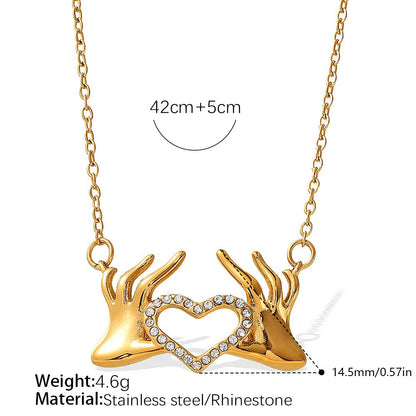 Rose Gold Plated Stainless Steel Necklace Ladies Irregular Color Collision Heart Pendant French Jewelry