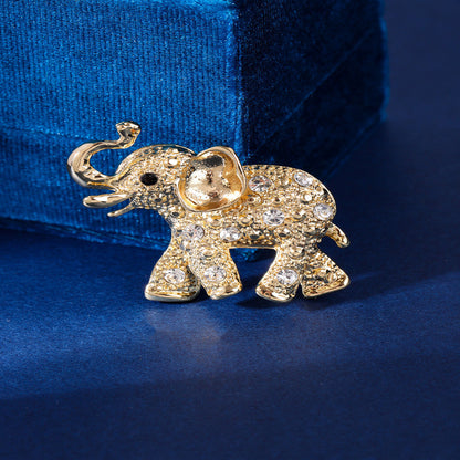 Lion Elephant Alloy Brooch With Inlaid Diamonds Clothing Accessory Animal Shape Lapel Pin