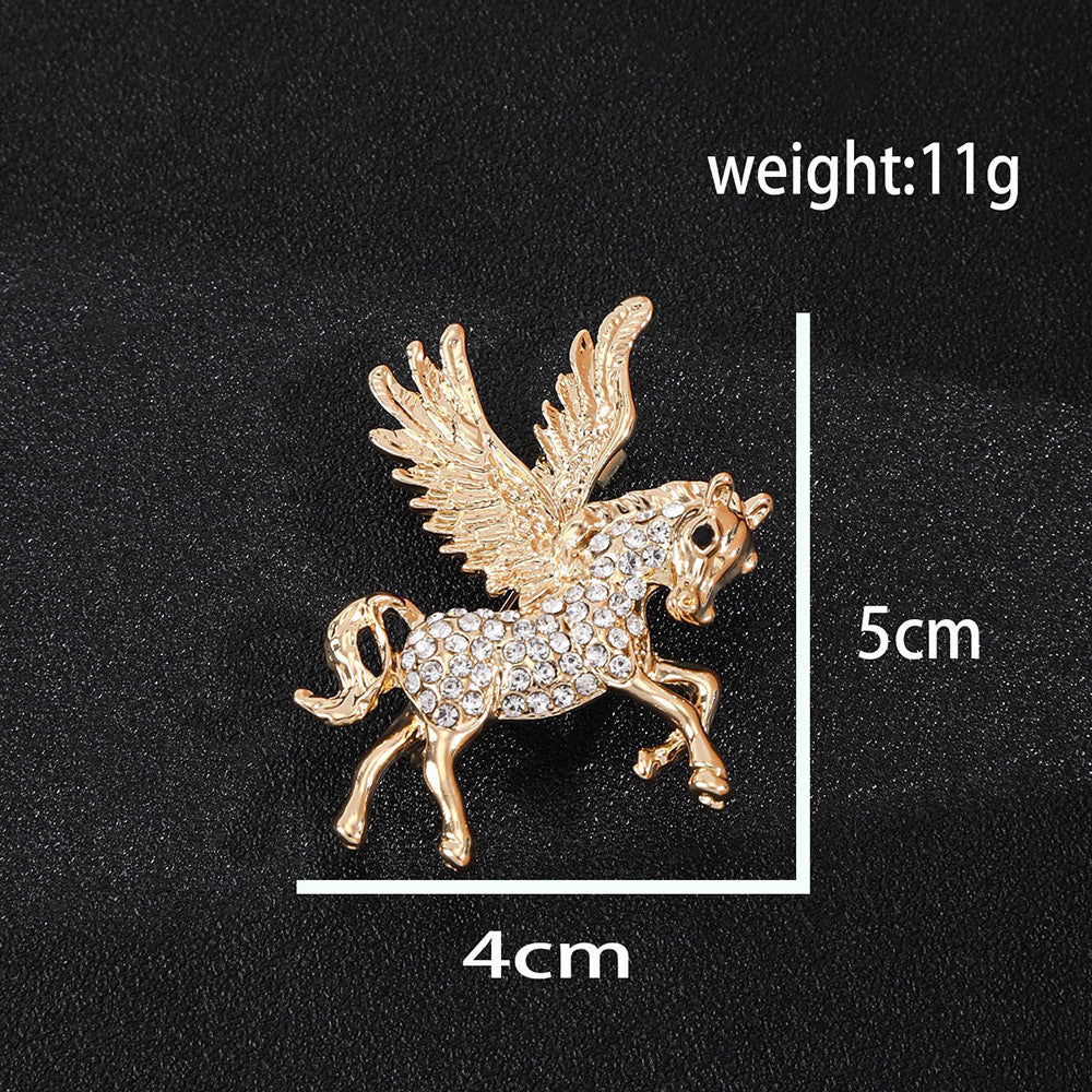 Lion Elephant Alloy Brooch With Inlaid Diamonds Clothing Accessory Animal Shape Lapel Pin