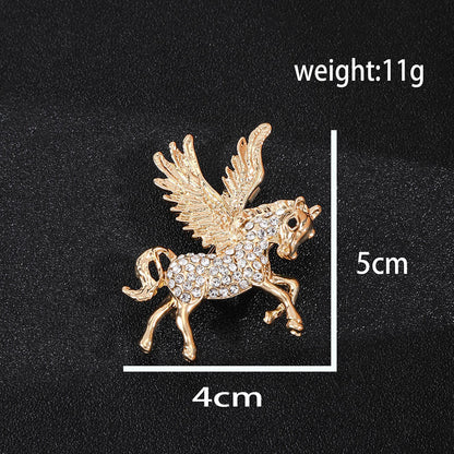 Lion Elephant Alloy Brooch With Inlaid Diamonds Clothing Accessory Animal Shape Lapel Pin
