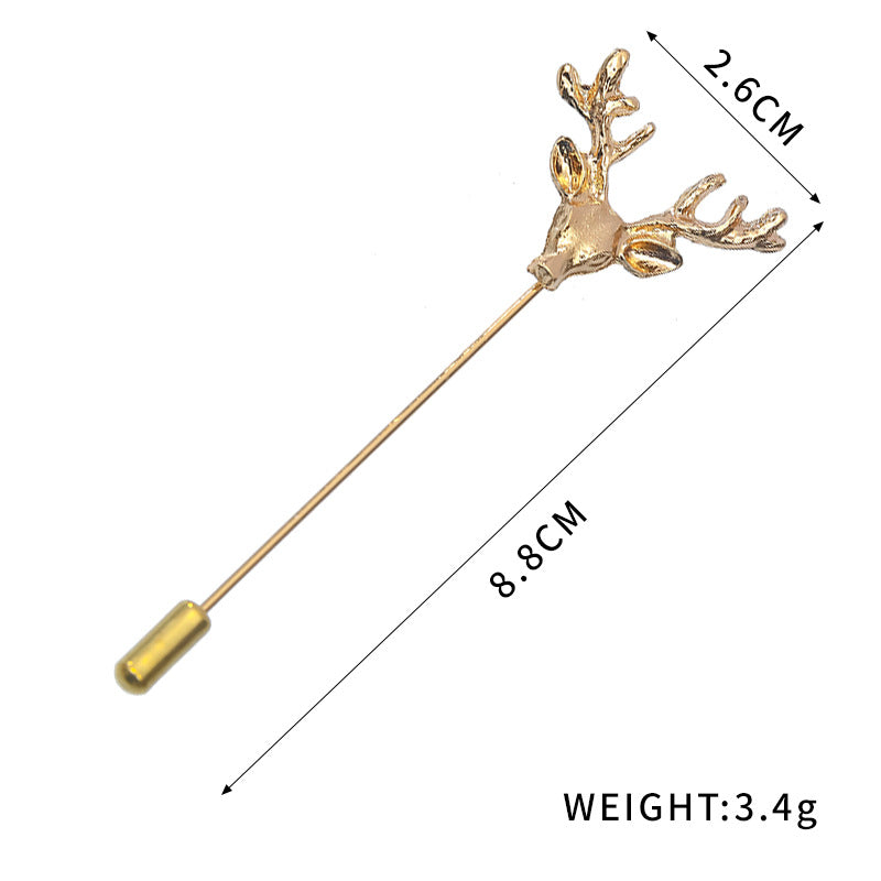 Silver Men's Lapel Pin Suit Style With Chain Zinc Alloy Animal Lapel Brooch Jewelry