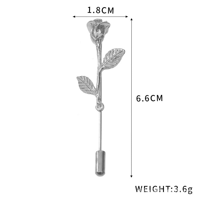 Silver Men's Lapel Pin Suit Style With Chain Zinc Alloy Animal Lapel Brooch Jewelry