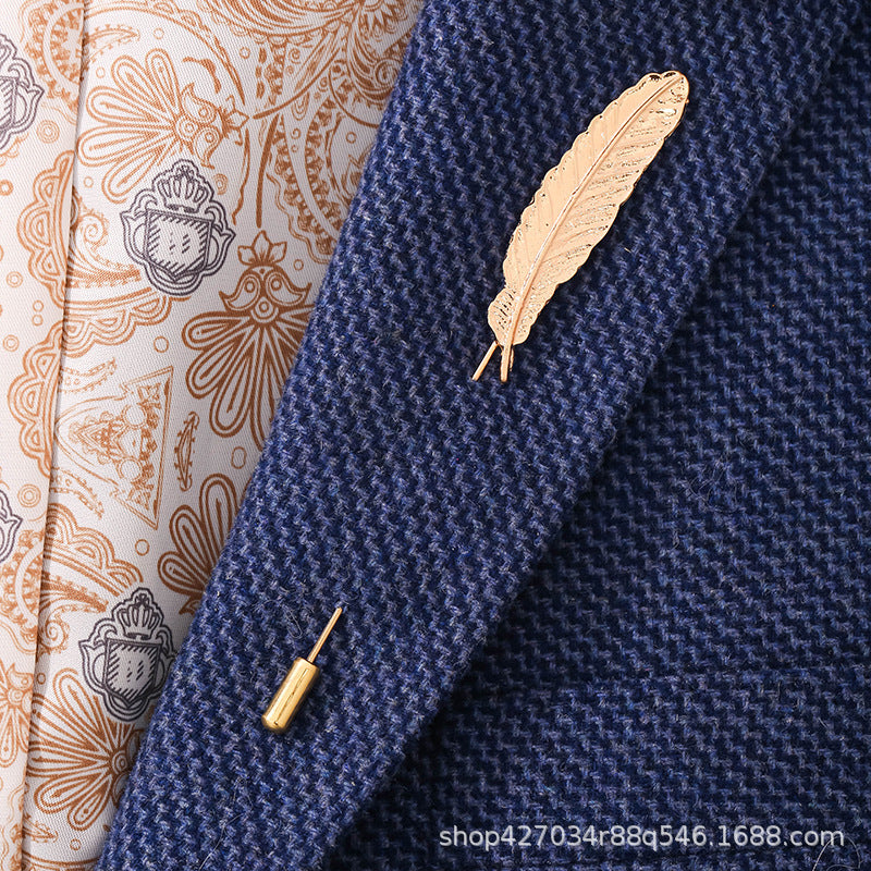 Silver Men's Lapel Pin Suit Style With Chain Zinc Alloy Animal Lapel Brooch Jewelry