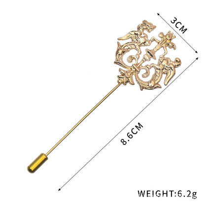 Silver Men's Lapel Pin Suit Style With Chain Zinc Alloy Animal Lapel Brooch Jewelry