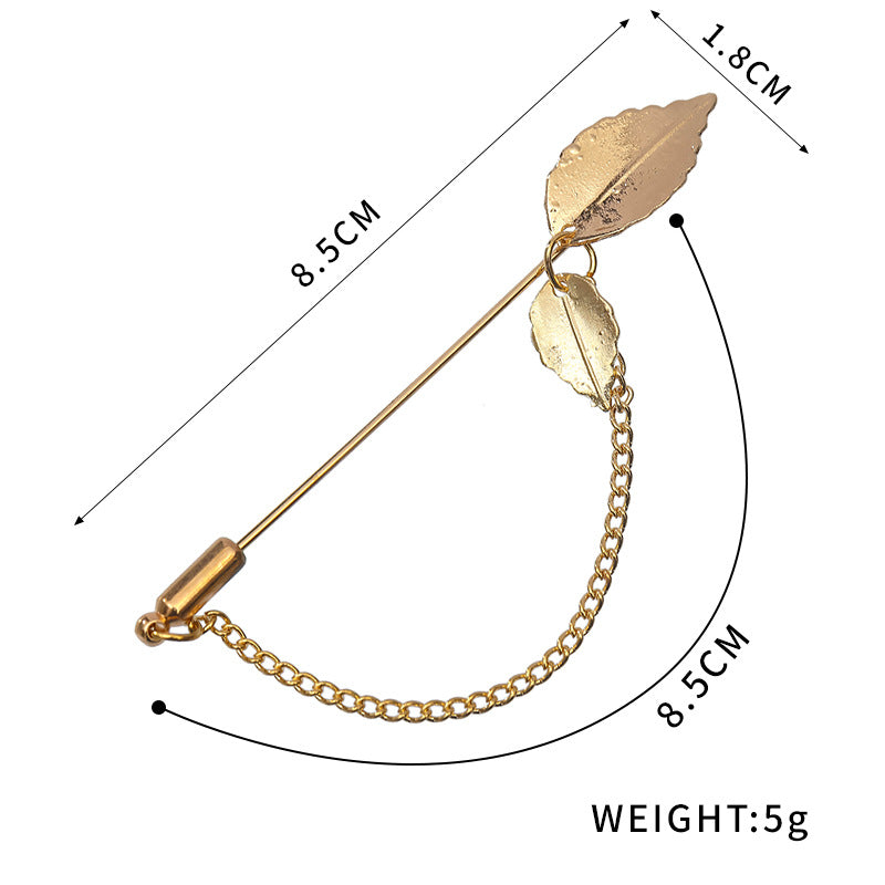 Silver Men's Lapel Pin Suit Style With Chain Zinc Alloy Animal Lapel Brooch Jewelry