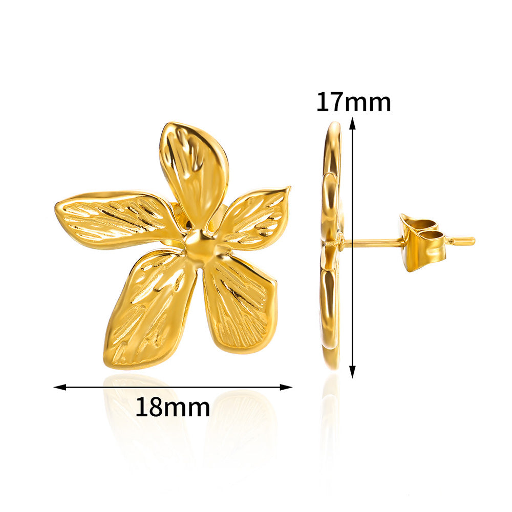 Flowers Stud Earrings For Women Featuring Waterproof Non Tarnish 304 Stainless Steel With 18K Real Gold PVD Coated Plating