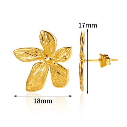 Flowers Stud Earrings For Women Featuring Waterproof Non Tarnish 304 Stainless Steel With 18K Real Gold PVD Coated Plating
