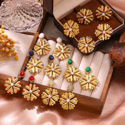Pearl Fireworks Earrings For Women Micro Pave Zircon Snowflake Jewelry