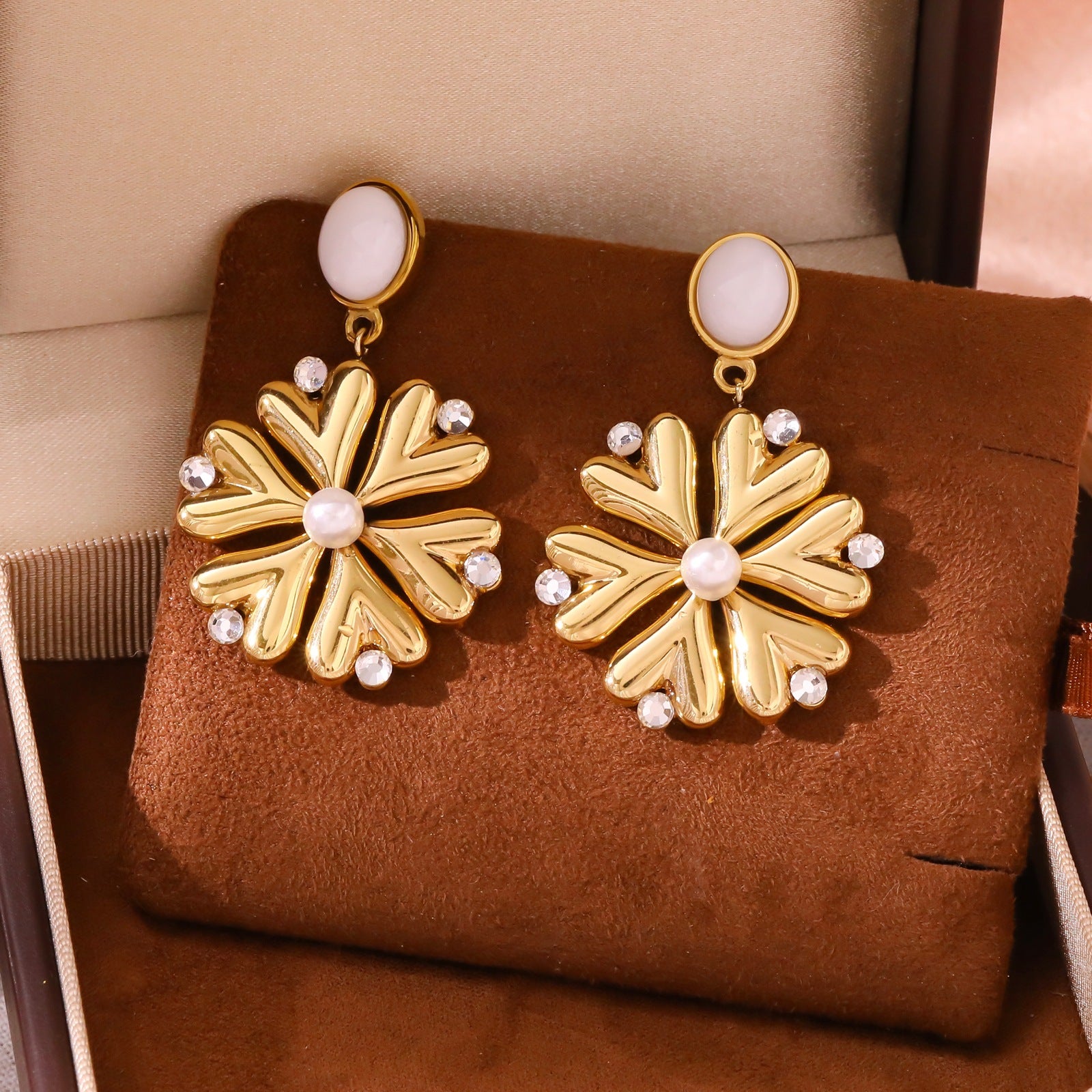 Pearl Fireworks Earrings For Women Micro Pave Zircon Snowflake Jewelry