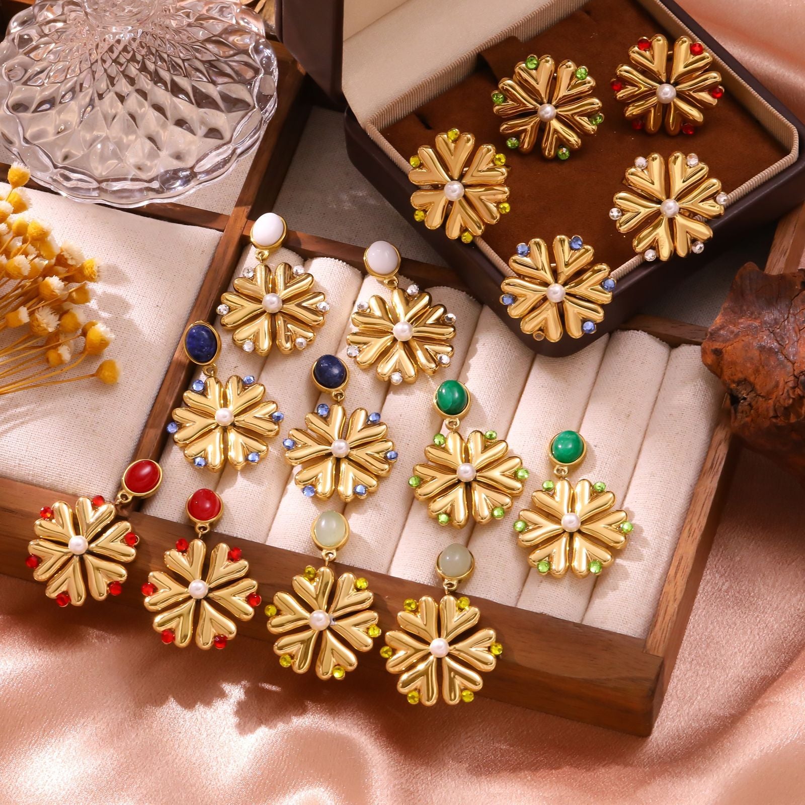 Pearl Fireworks Earrings For Women Micro Pave Zircon Snowflake Jewelry