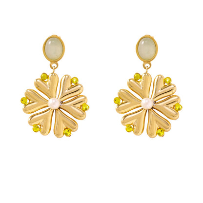 Pearl Fireworks Earrings For Women Micro Pave Zircon Snowflake Jewelry