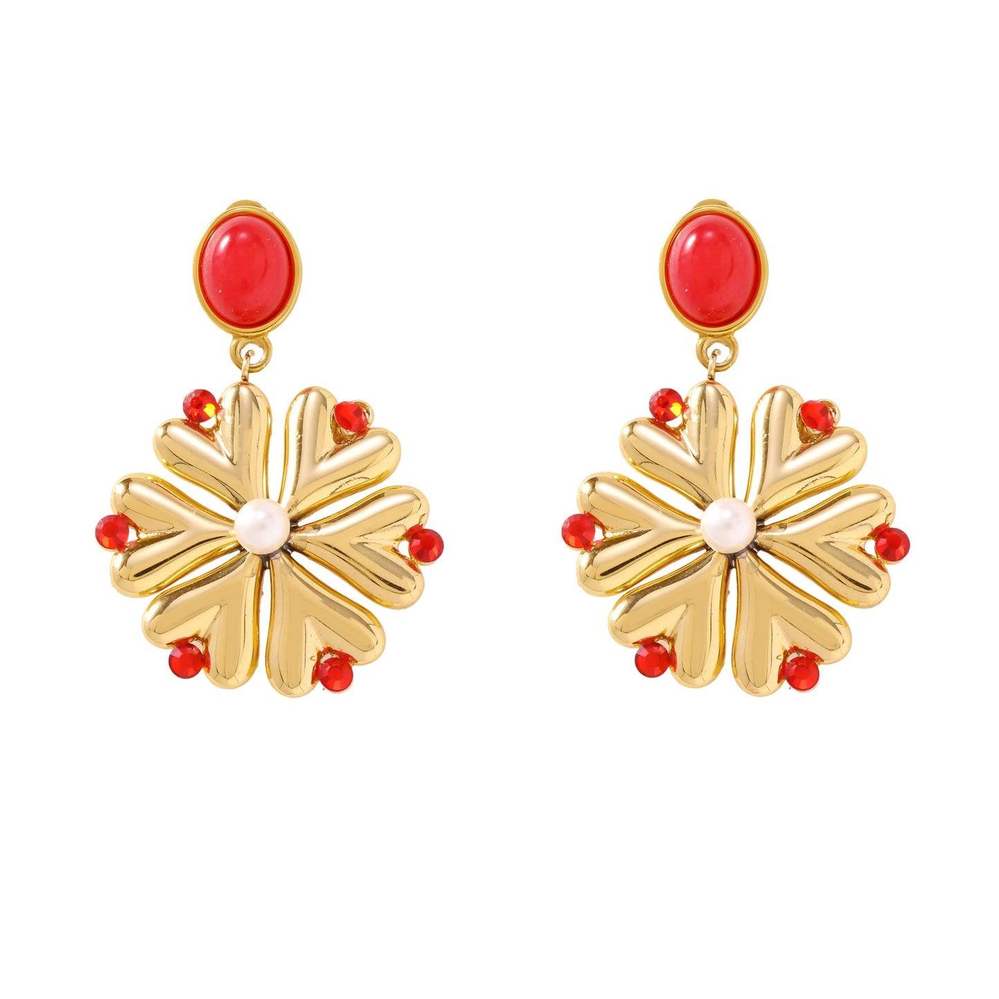 Pearl Fireworks Earrings For Women Micro Pave Zircon Snowflake Jewelry