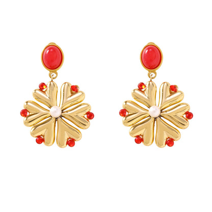 Pearl Fireworks Earrings For Women Micro Pave Zircon Snowflake Jewelry
