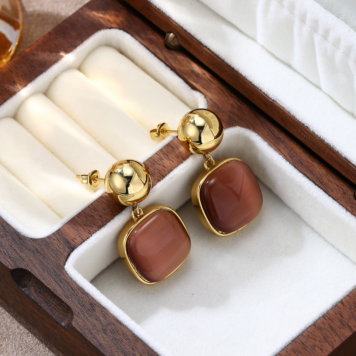Stainless Steel Earrings Ladies Jewelry Minimalist Goddess Geometric Rubber Inlaid