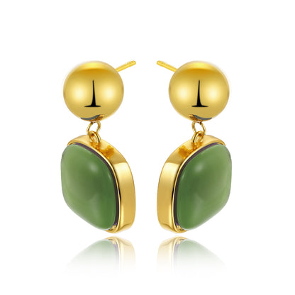 Stainless Steel Earrings Ladies Jewelry Minimalist Goddess Geometric Rubber Inlaid