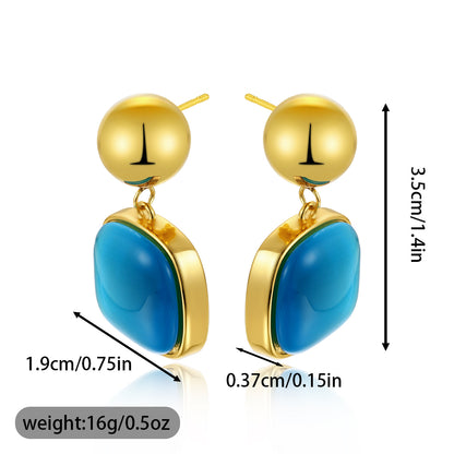 Stainless Steel Earrings Ladies Jewelry Minimalist Goddess Geometric Rubber Inlaid