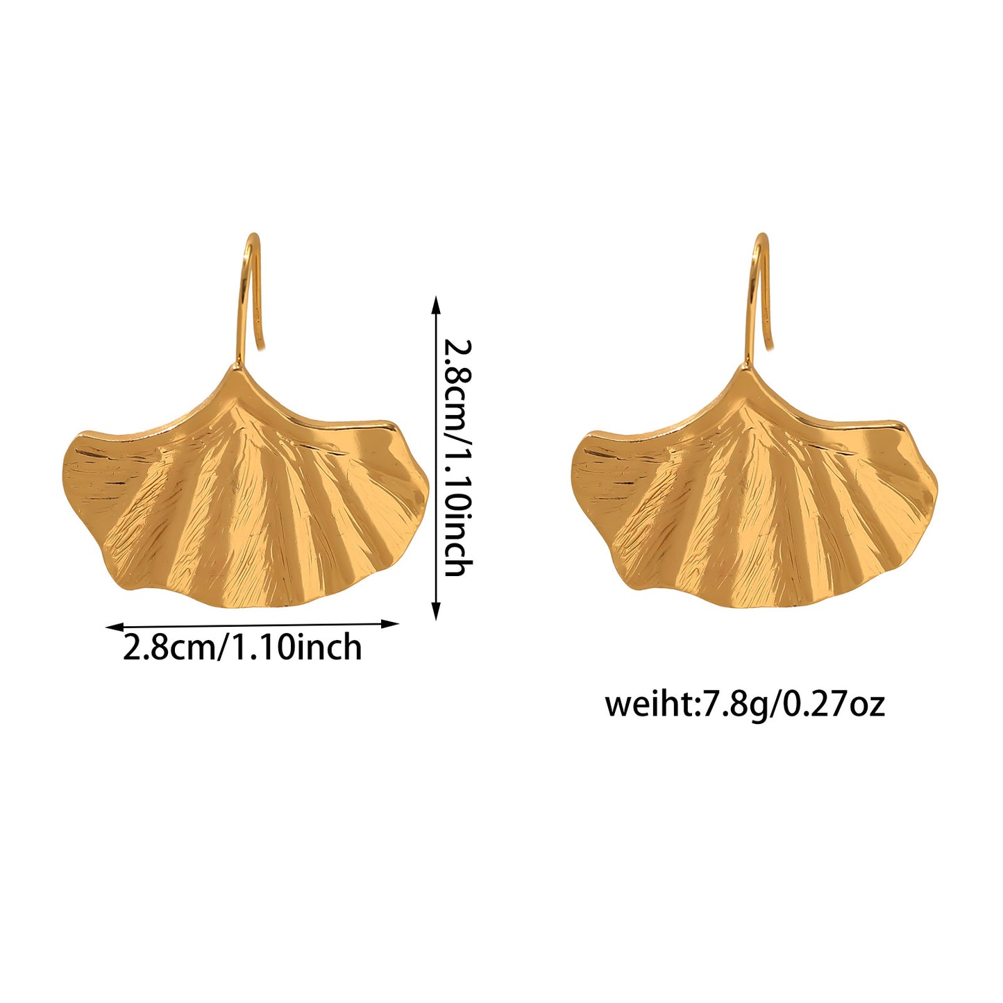 Symmetrical Silver Ginkgo Leaf Patchwork Earrings Vintage Style Women's Geometric Hoop Earrings