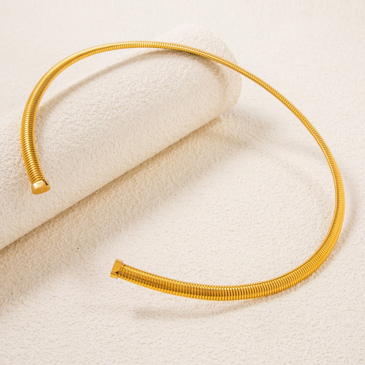 Titanium Steel C-shaped Earrings And Bracelet Set Open Ring Hairband Jewelry Accessories Striped Design