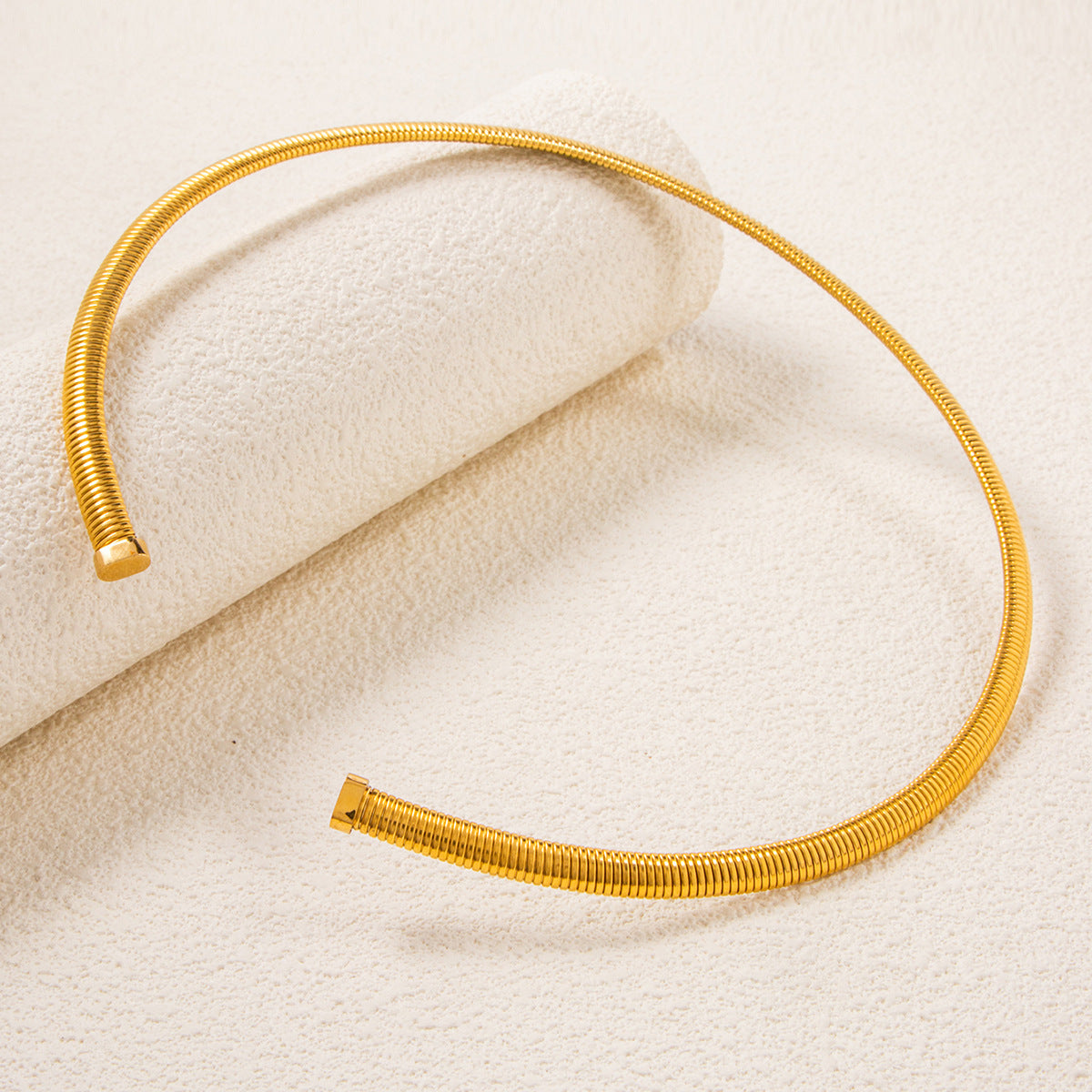 Titanium Steel C-shaped Earrings And Bracelet Set Open Ring Hairband Jewelry Accessories Striped Design