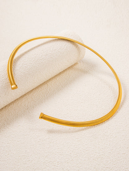 Titanium Steel C-shaped Earrings And Bracelet Set Open Ring Hairband Jewelry Accessories Striped Design