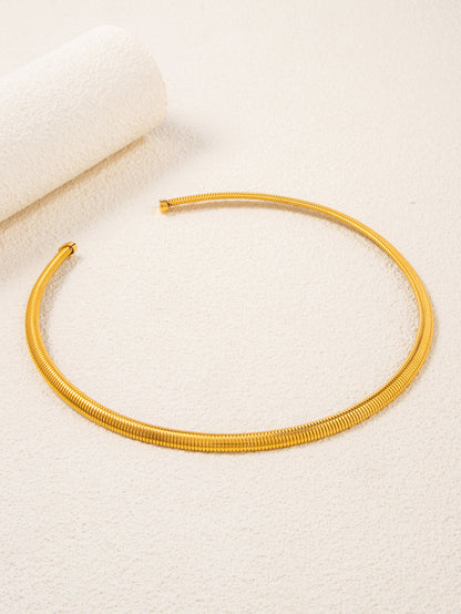 Titanium Steel C-shaped Earrings And Bracelet Set Open Ring Hairband Jewelry Accessories Striped Design