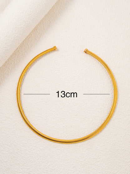 Titanium Steel C-shaped Earrings And Bracelet Set Open Ring Hairband Jewelry Accessories Striped Design